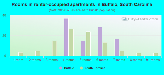Rooms in renter-occupied apartments in Buffalo, South Carolina