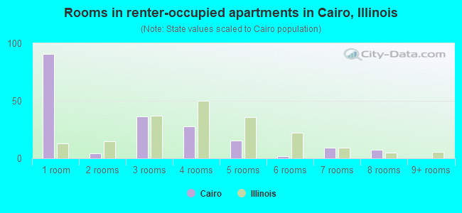 Rooms in renter-occupied apartments in Cairo, Illinois