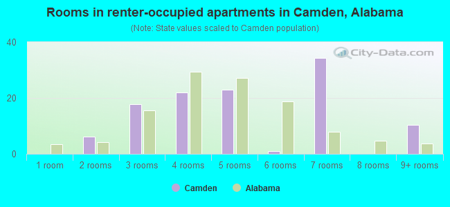 Rooms in renter-occupied apartments in Camden, Alabama
