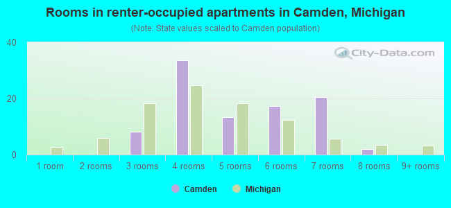 Rooms in renter-occupied apartments in Camden, Michigan