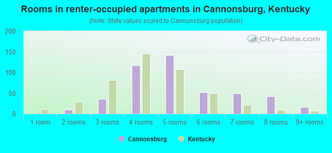 Rooms in renter-occupied apartments in Cannonsburg, Kentucky