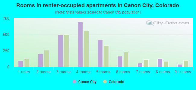 Rooms in renter-occupied apartments in Canon City, Colorado