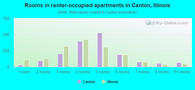 Rooms in renter-occupied apartments in Canton, Illinois