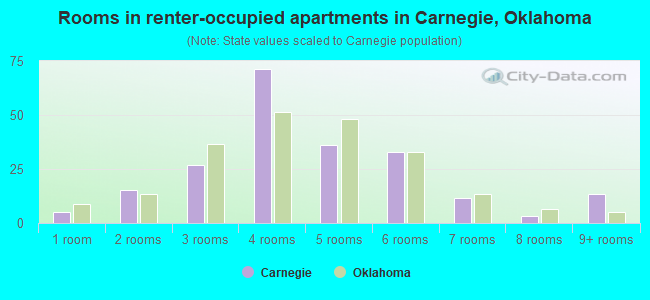Rooms in renter-occupied apartments in Carnegie, Oklahoma
