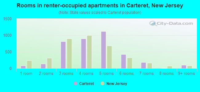 Rooms in renter-occupied apartments in Carteret, New Jersey