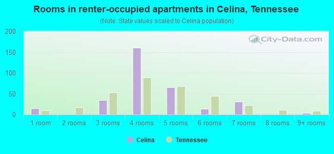 Rooms in renter-occupied apartments in Celina, Tennessee