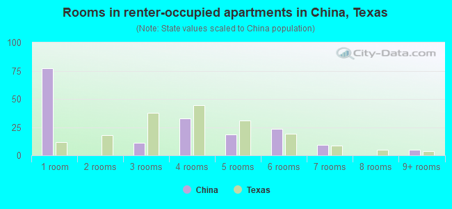 Rooms in renter-occupied apartments in China, Texas
