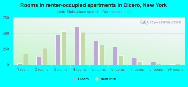 Rooms in renter-occupied apartments in Cicero, New York
