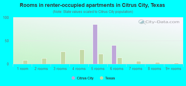 Rooms in renter-occupied apartments in Citrus City, Texas