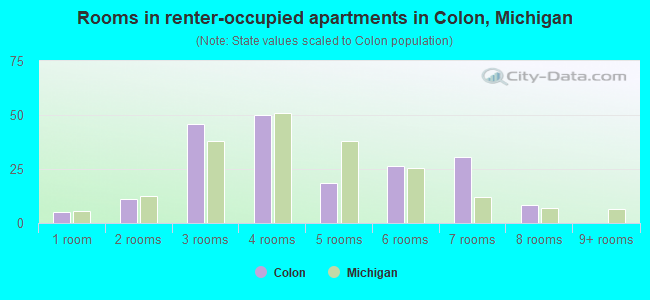 Rooms in renter-occupied apartments in Colon, Michigan