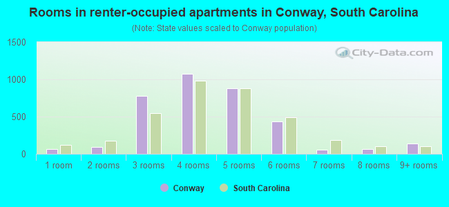 Rooms in renter-occupied apartments in Conway, South Carolina