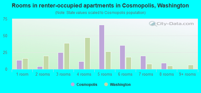 Rooms in renter-occupied apartments in Cosmopolis, Washington