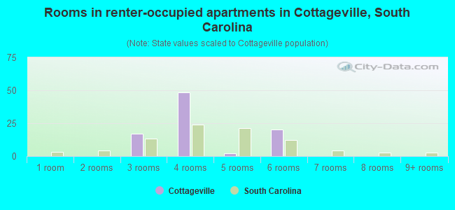 Rooms in renter-occupied apartments in Cottageville, South Carolina