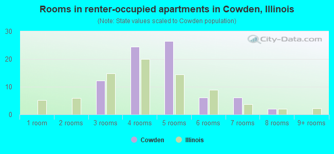 Rooms in renter-occupied apartments in Cowden, Illinois