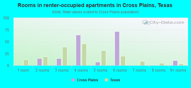 Rooms in renter-occupied apartments in Cross Plains, Texas