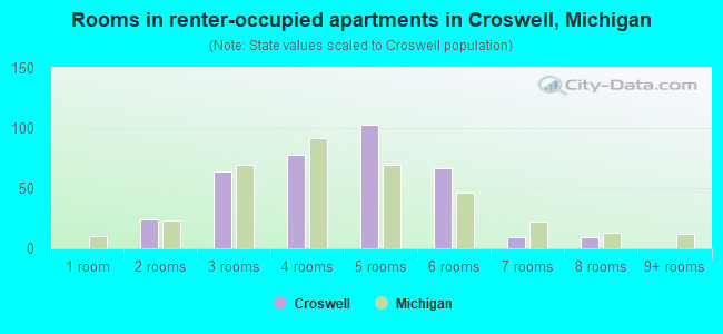 Rooms in renter-occupied apartments in Croswell, Michigan