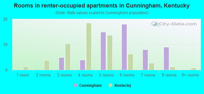Rooms in renter-occupied apartments in Cunningham, Kentucky