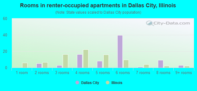 Rooms in renter-occupied apartments in Dallas City, Illinois