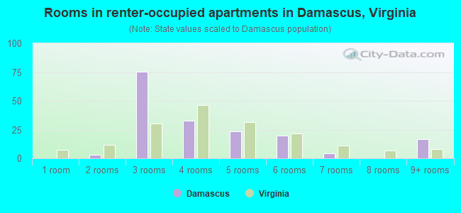 Rooms in renter-occupied apartments in Damascus, Virginia