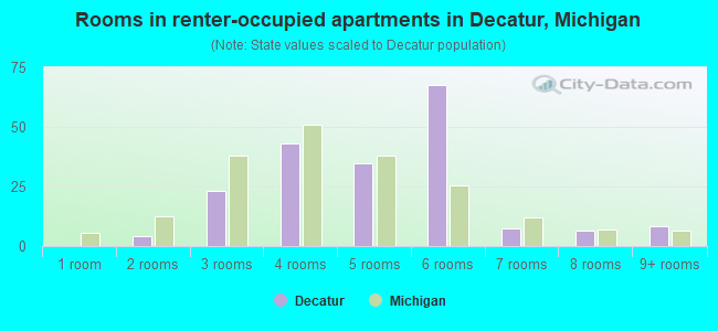Rooms in renter-occupied apartments in Decatur, Michigan