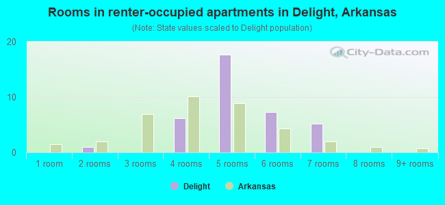 Rooms in renter-occupied apartments in Delight, Arkansas