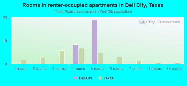 Rooms in renter-occupied apartments in Dell City, Texas