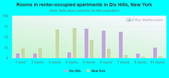 Rooms in renter-occupied apartments in Dix Hills, New York
