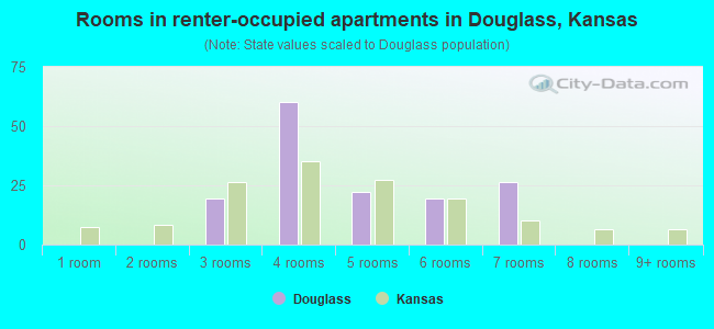 Rooms in renter-occupied apartments in Douglass, Kansas
