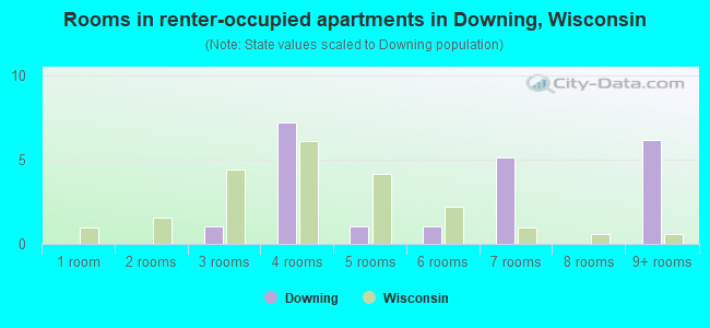 Rooms in renter-occupied apartments in Downing, Wisconsin