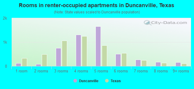 Rooms in renter-occupied apartments in Duncanville, Texas