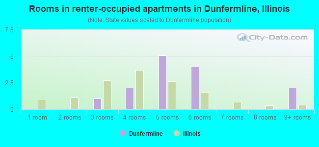 Rooms in renter-occupied apartments in Dunfermline, Illinois