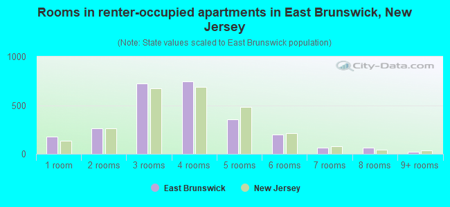 Rooms in renter-occupied apartments in East Brunswick, New Jersey
