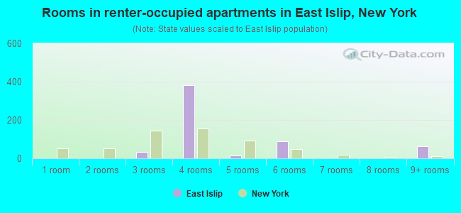 Rooms in renter-occupied apartments in East Islip, New York