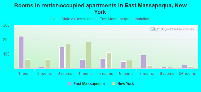Rooms in renter-occupied apartments in East Massapequa, New York