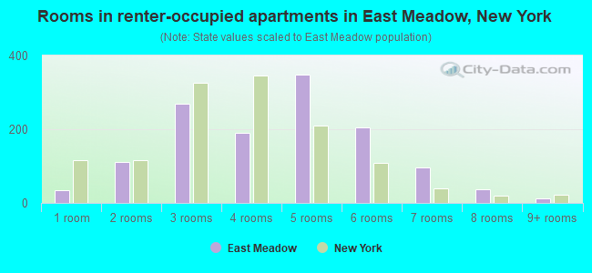 Rooms in renter-occupied apartments in East Meadow, New York