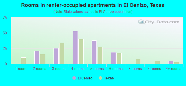 Rooms in renter-occupied apartments in El Cenizo, Texas