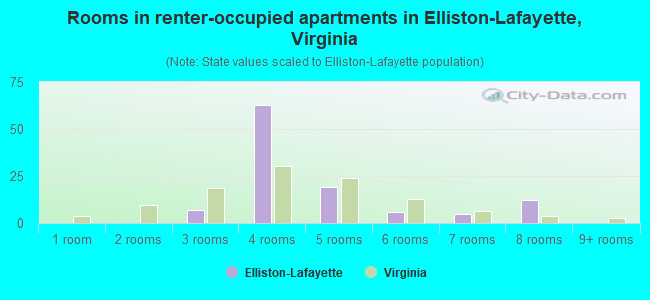 Rooms in renter-occupied apartments in Elliston-Lafayette, Virginia