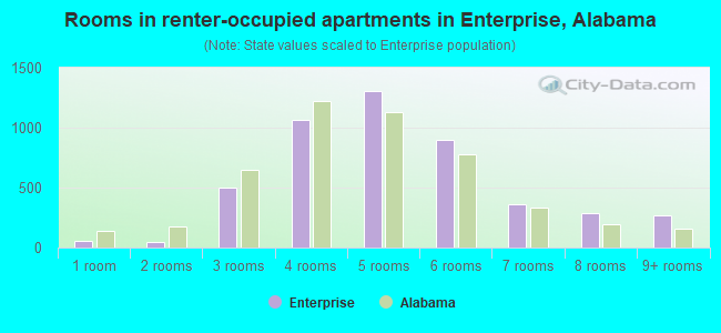 Rooms in renter-occupied apartments in Enterprise, Alabama