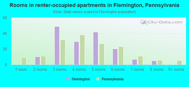 Rooms in renter-occupied apartments in Flemington, Pennsylvania