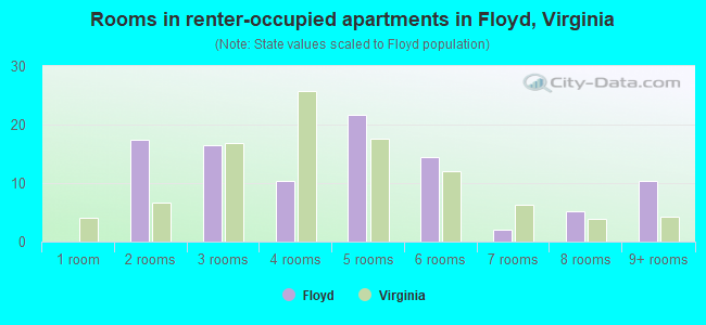 Rooms in renter-occupied apartments in Floyd, Virginia