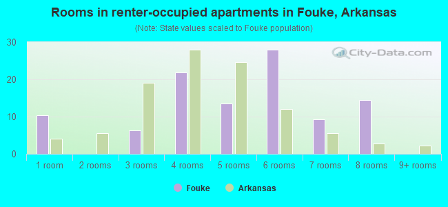 Rooms in renter-occupied apartments in Fouke, Arkansas