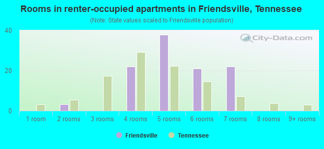 Rooms in renter-occupied apartments in Friendsville, Tennessee