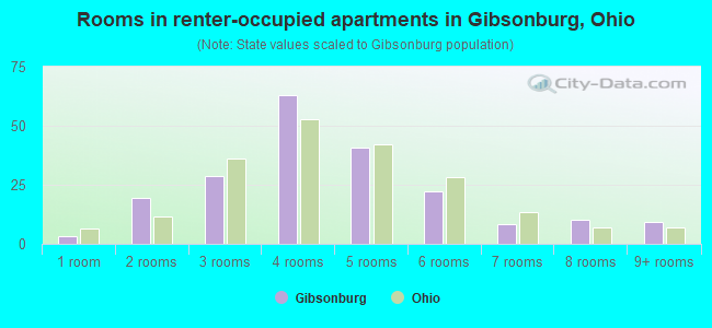 Rooms in renter-occupied apartments in Gibsonburg, Ohio