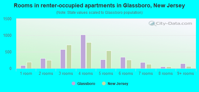 Rooms in renter-occupied apartments in Glassboro, New Jersey