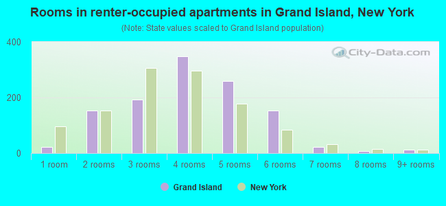 Rooms in renter-occupied apartments in Grand Island, New York