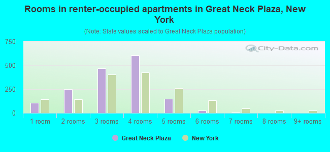 Rooms in renter-occupied apartments in Great Neck Plaza, New York