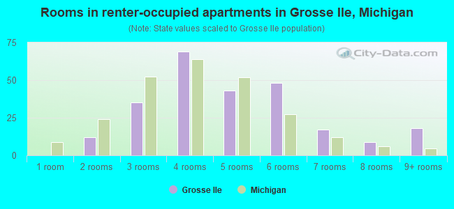 Rooms in renter-occupied apartments in Grosse Ile, Michigan
