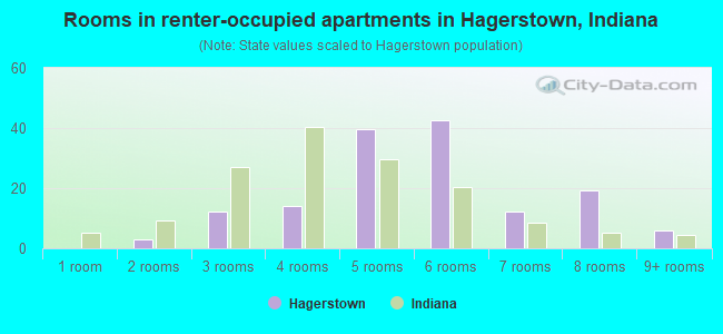 Rooms in renter-occupied apartments in Hagerstown, Indiana