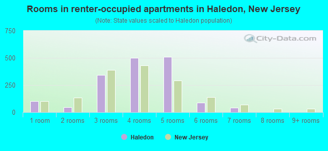 Rooms in renter-occupied apartments in Haledon, New Jersey