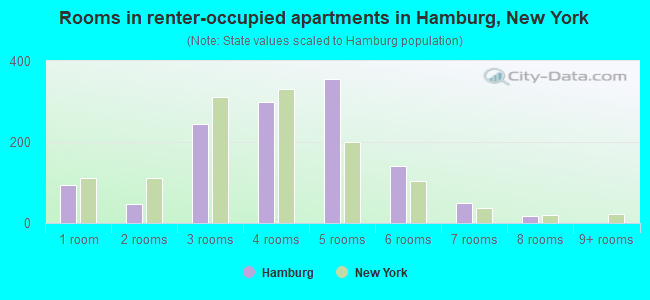 Rooms in renter-occupied apartments in Hamburg, New York